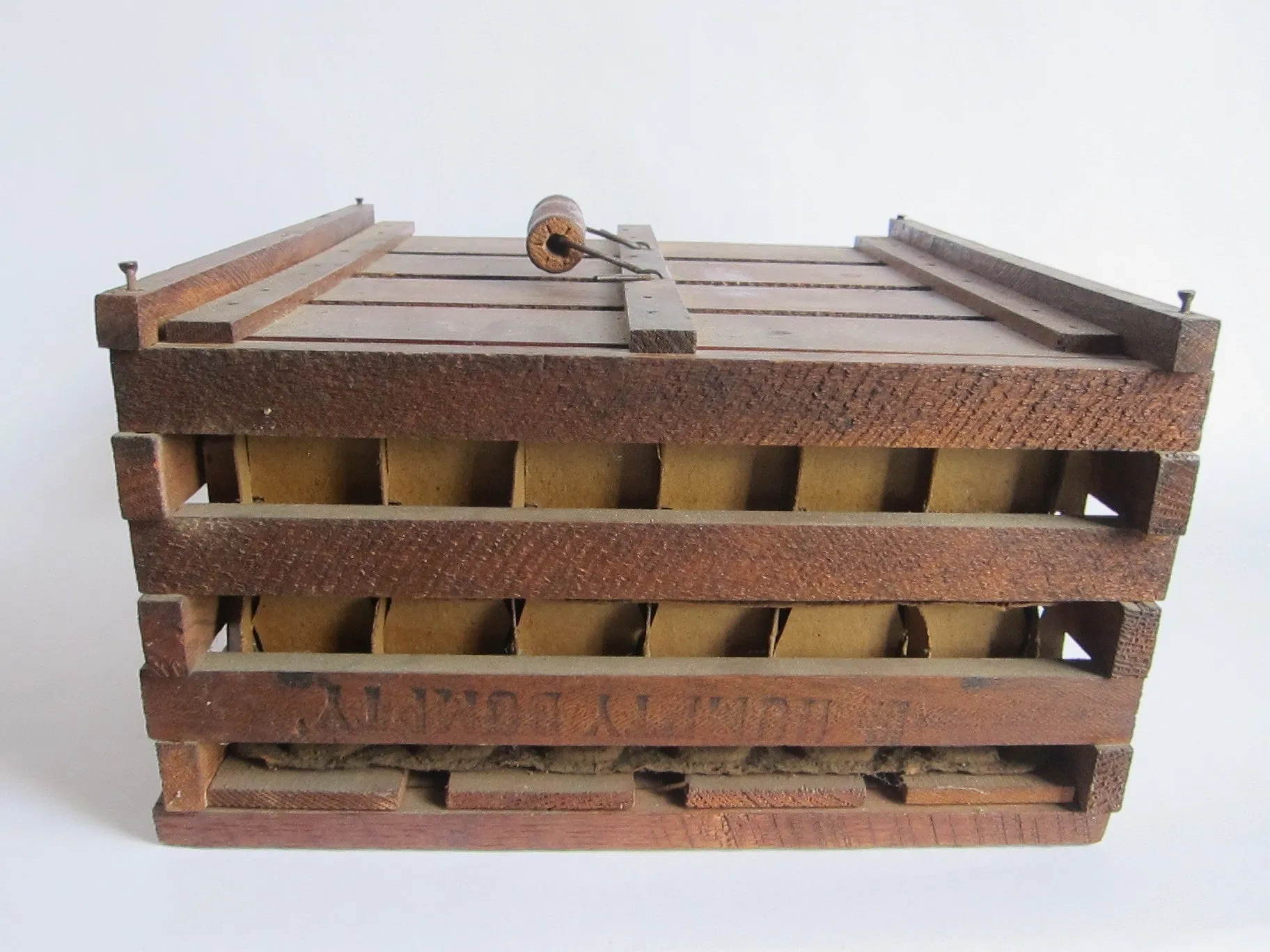 Antique Primitives Humpty Dumpty Wooden Egg Crate Carrier