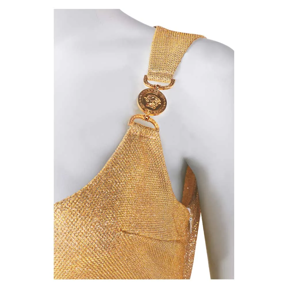 Argylle Official Trailer Elly Conway Gold Dress Cosplay Costume Outfits Halloween Carnival Suit