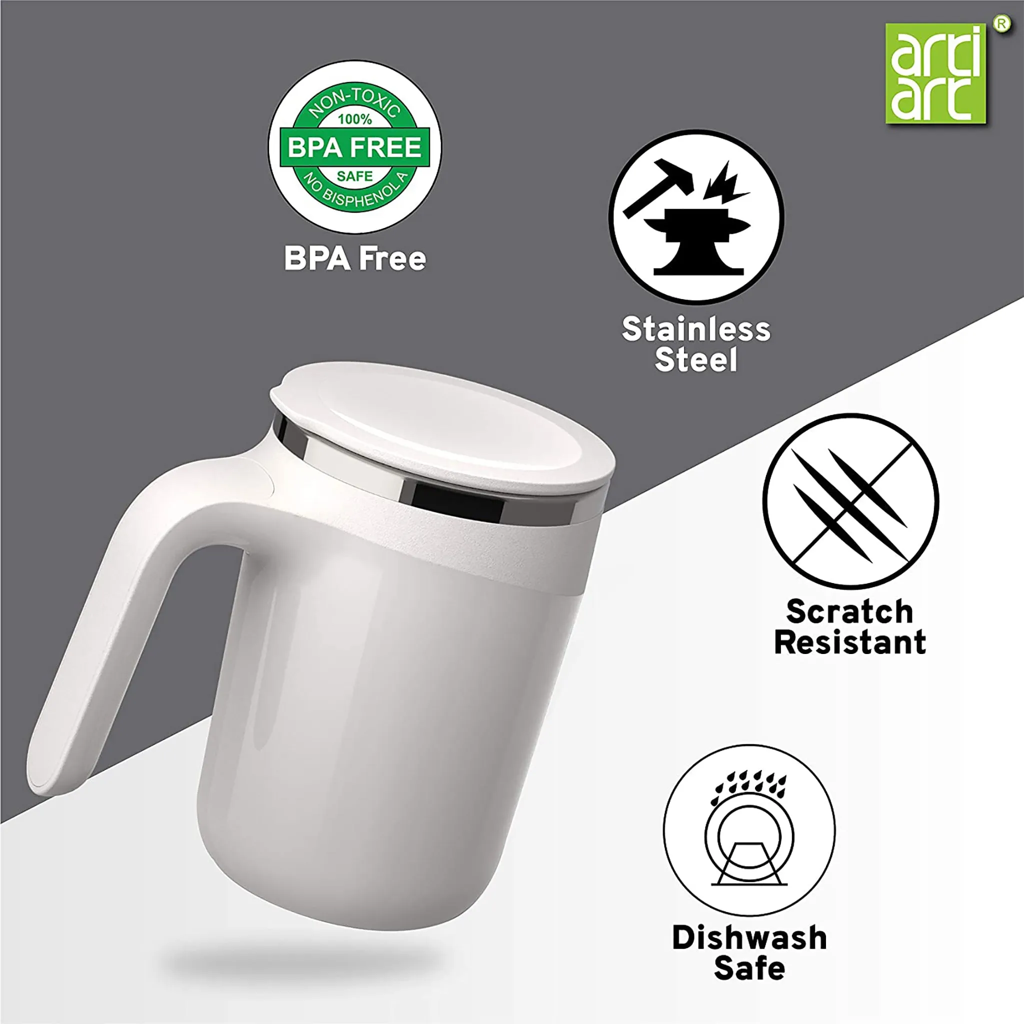 Artiart Doctor Mug with Thermal Suction, Flip Lid, Stainless Steel