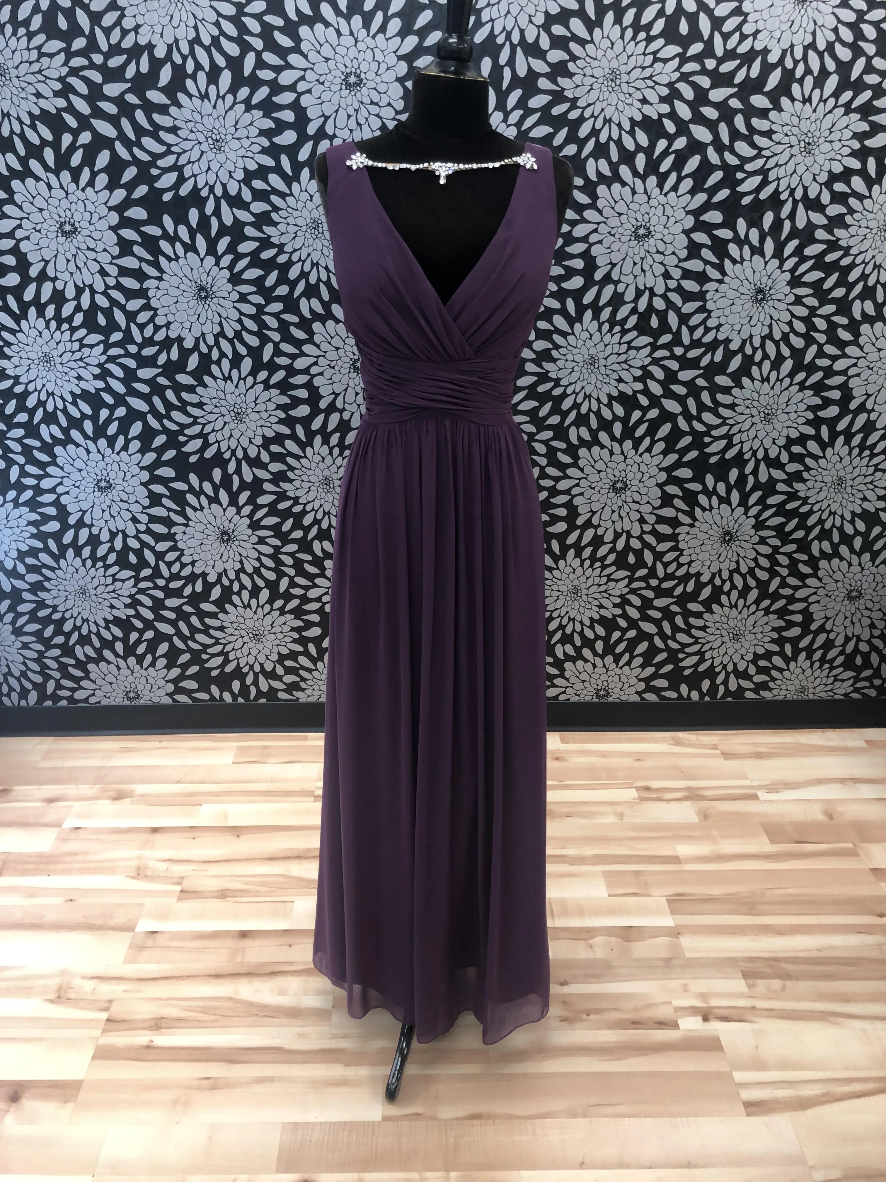 Aubergine Dress with Rhinestone Details