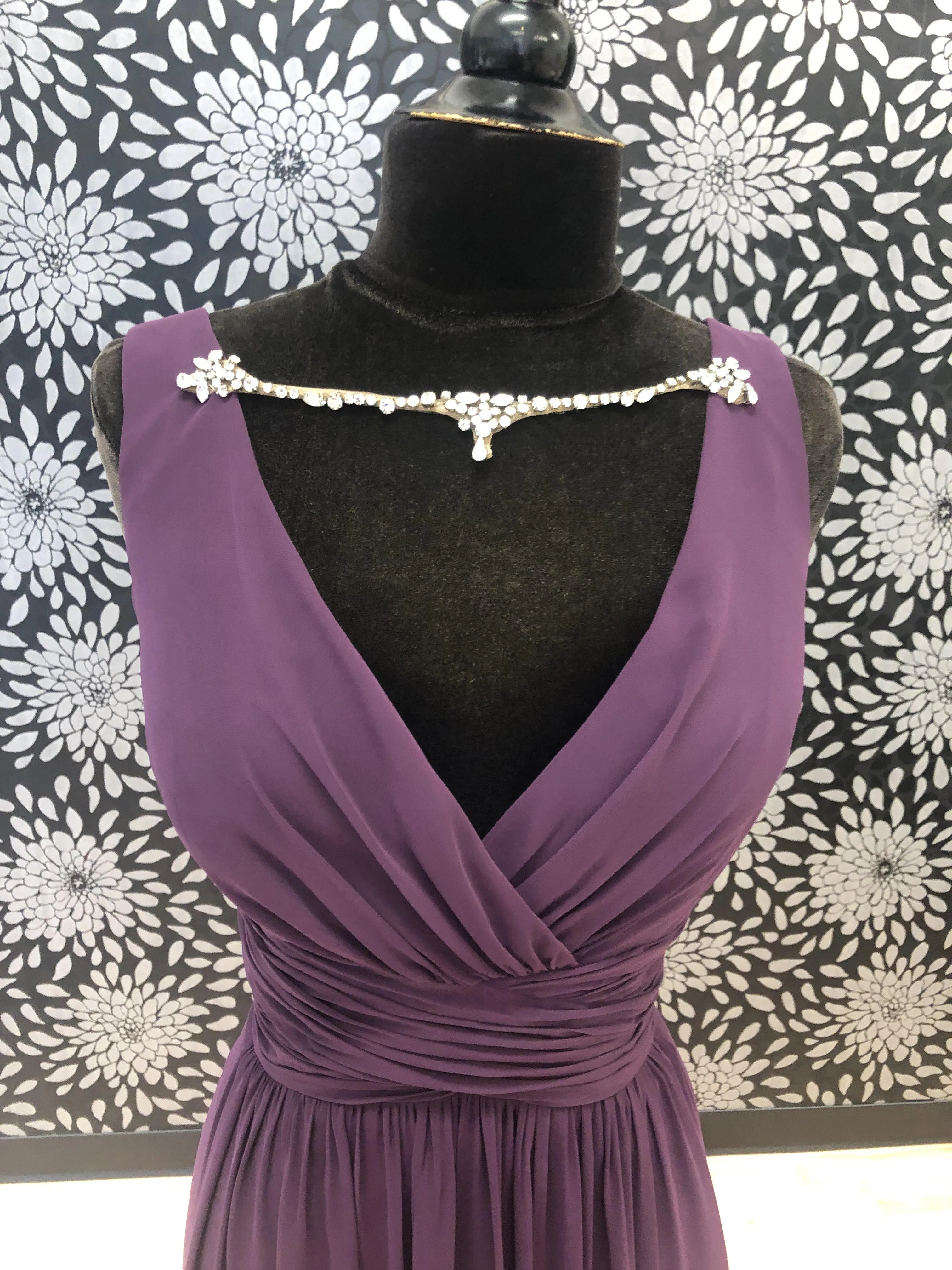 Aubergine Dress with Rhinestone Details