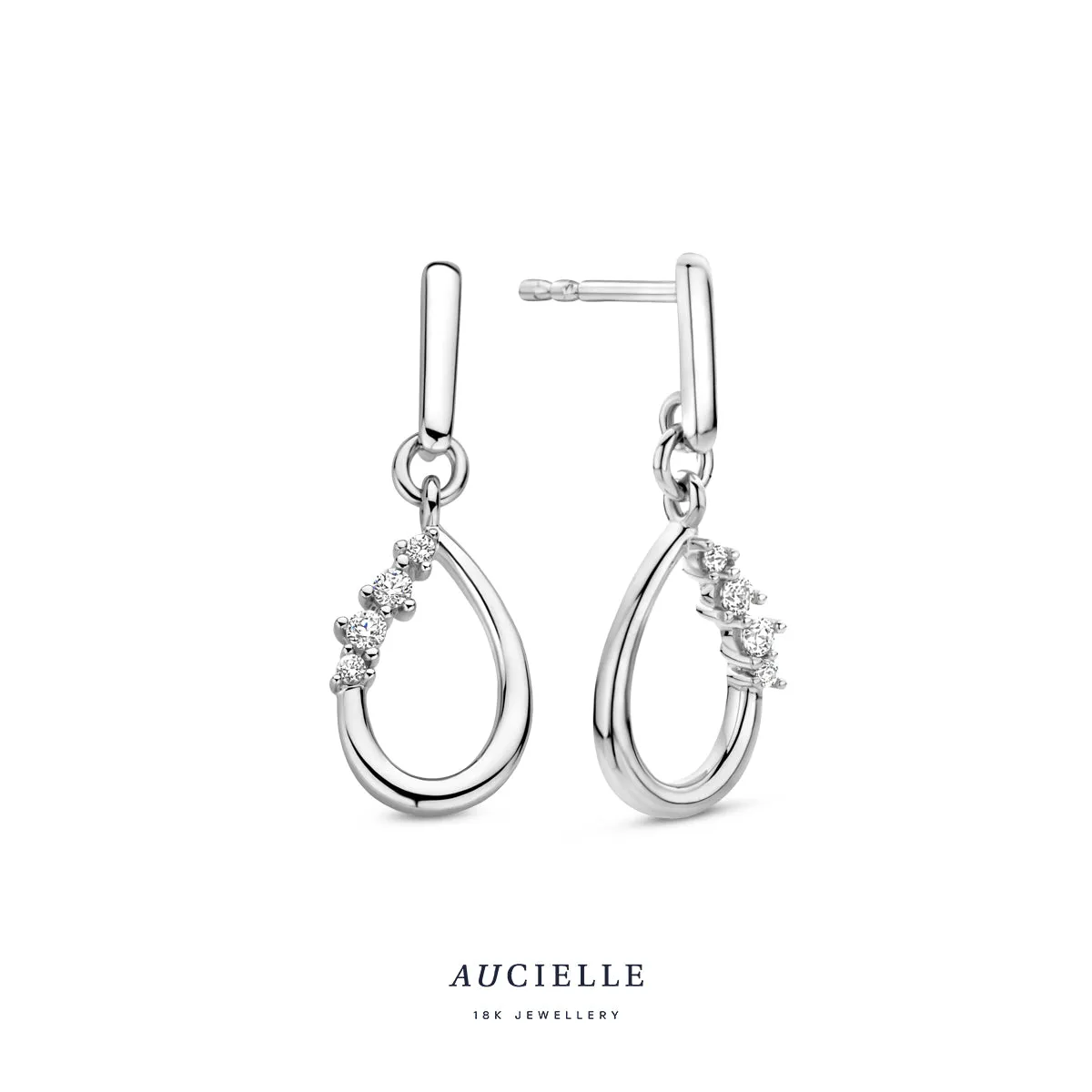 Aucielle - Boucles d'oreilles - Or Blanc et Zircons (AE0045W)