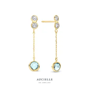 Aucielle - Boucles d'oreilles - Or Jaune, Zircons bleus et topaze (AE0012C)