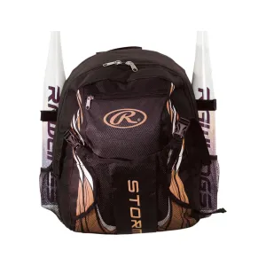 Backpack Mochila Maleta Beisbol Softbol Rawlings Storm Negro Naranja INFANTIL