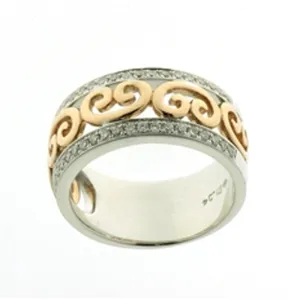 Bague anneau simple - Or Rose et Blanc, Diamants (053959/A)