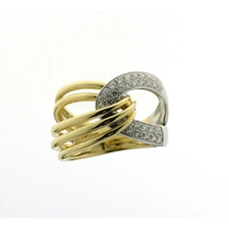 Bague anneaux multiples - Or Jaune et Blanc, Diamants (055294/A)