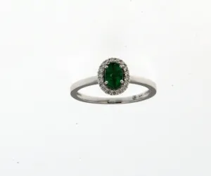 Bague avec motif - Or Blanc, Diamants et Emeraude (056997EA)