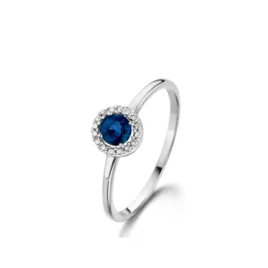 Bague avec motif - Or Blanc, Saphir bleu (057465S)