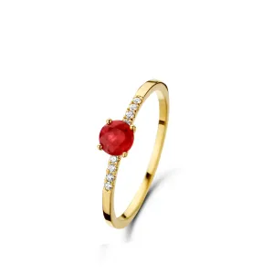Bague avec motif - Or Jaune, Diamants et Rubis (061657RA)
