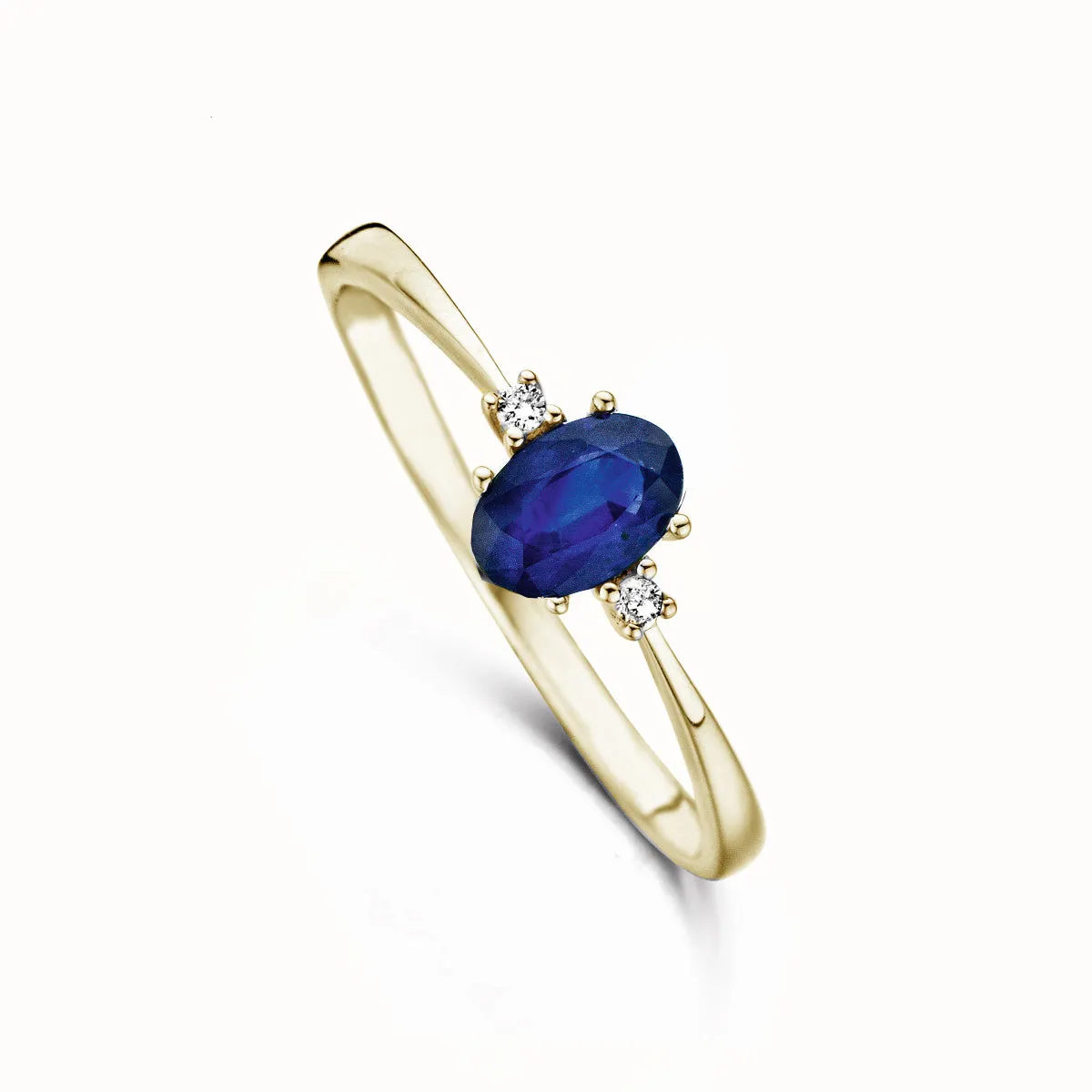 Bague avec motif - Or Jaune, Diamants et Saphir (062003/SA)