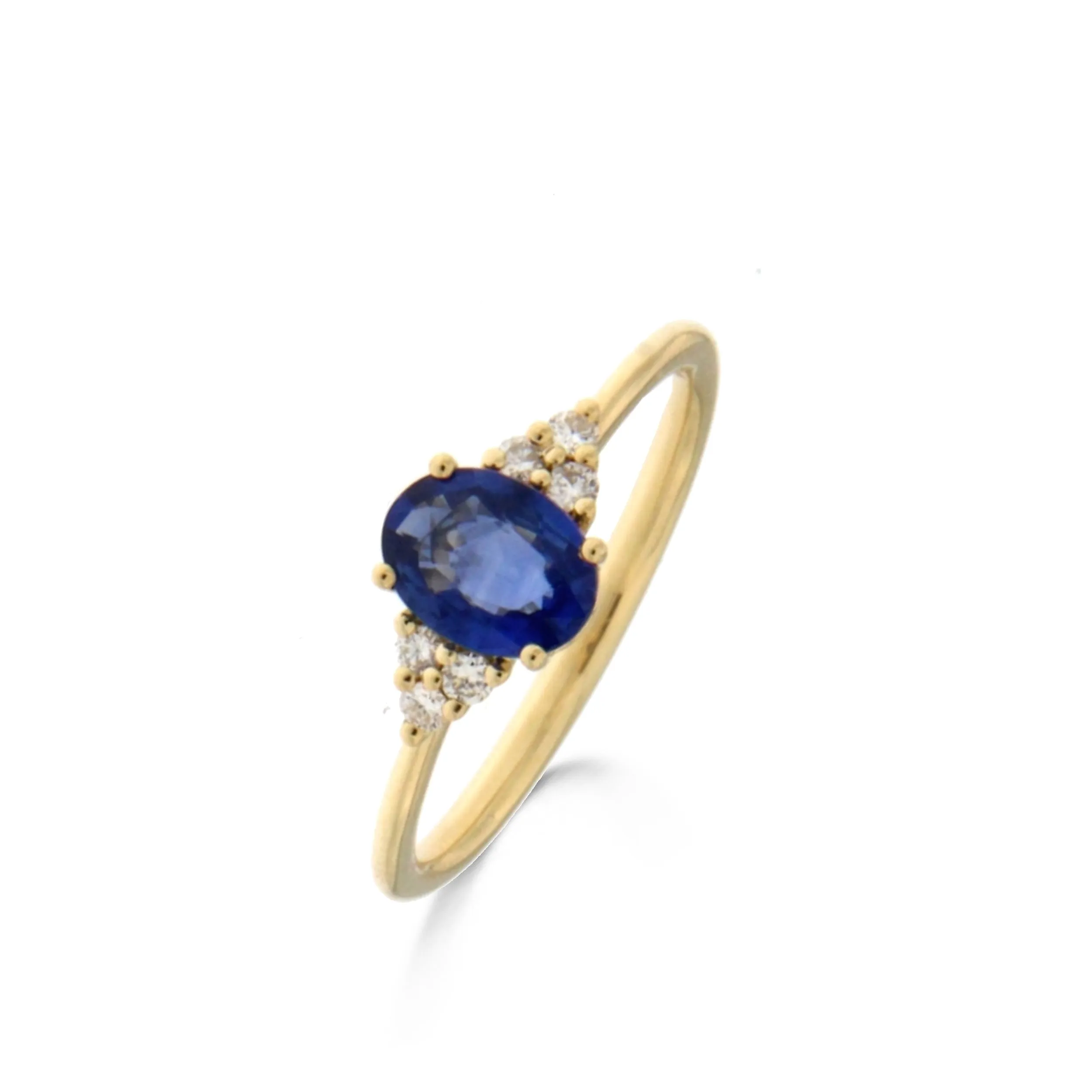 Bague avec motif - Or Jaune, Diamants et Saphir (064575/SA)