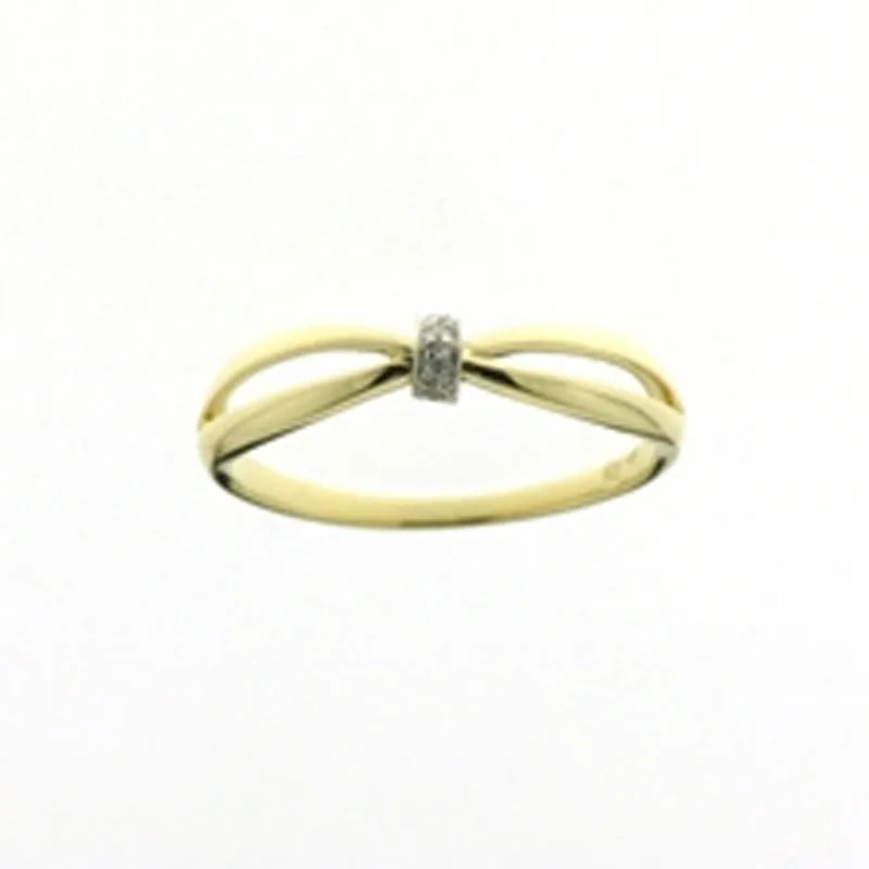 Bague avec motif - Or Jaune et Blanc, Diamants (059972/A)