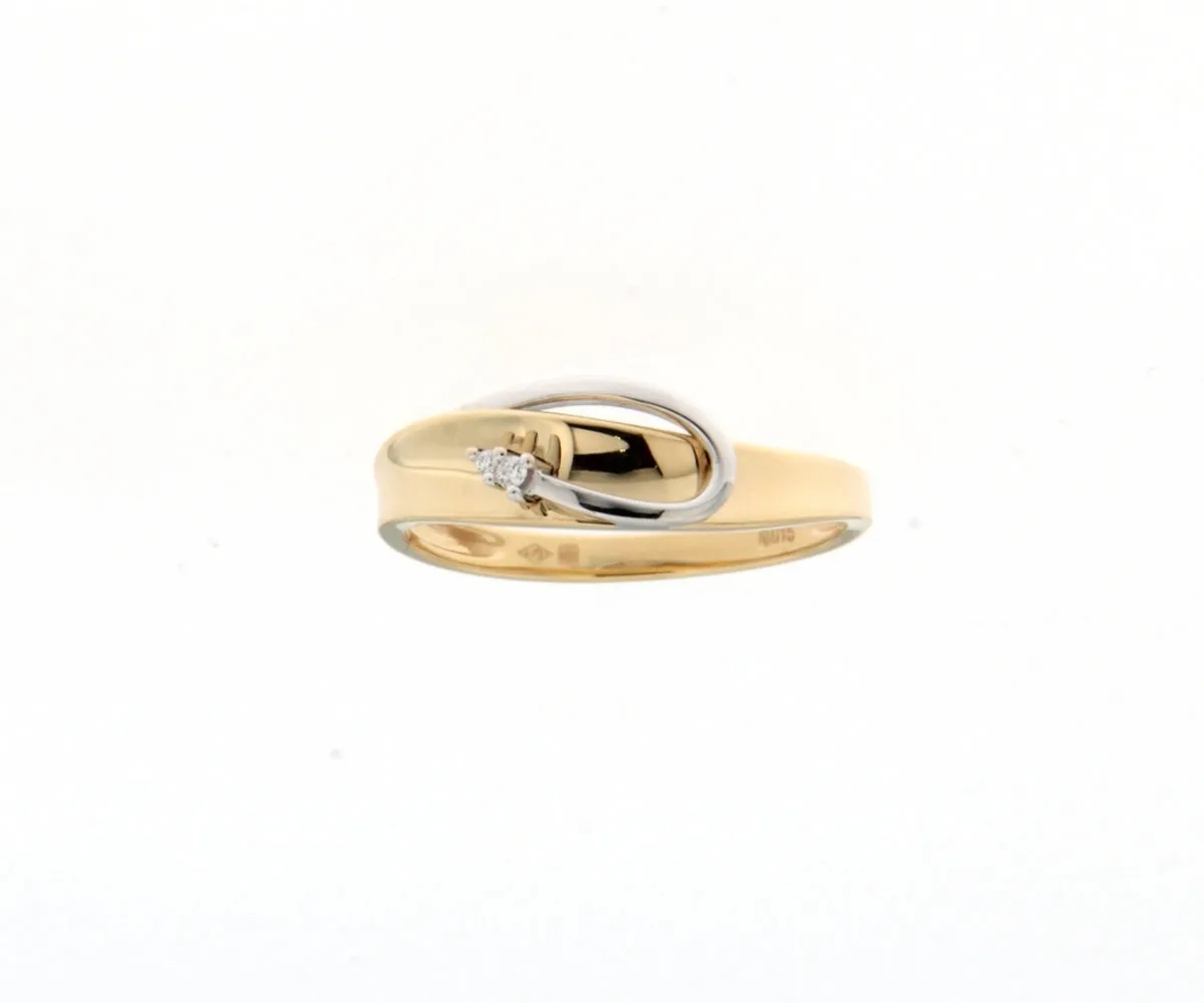 Bague avec motif - Or Jaune et Blanc, Diamants (064813A)