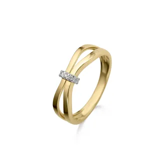 Bague avec motif - Or Jaune et Blanc, Diamants (067281A)