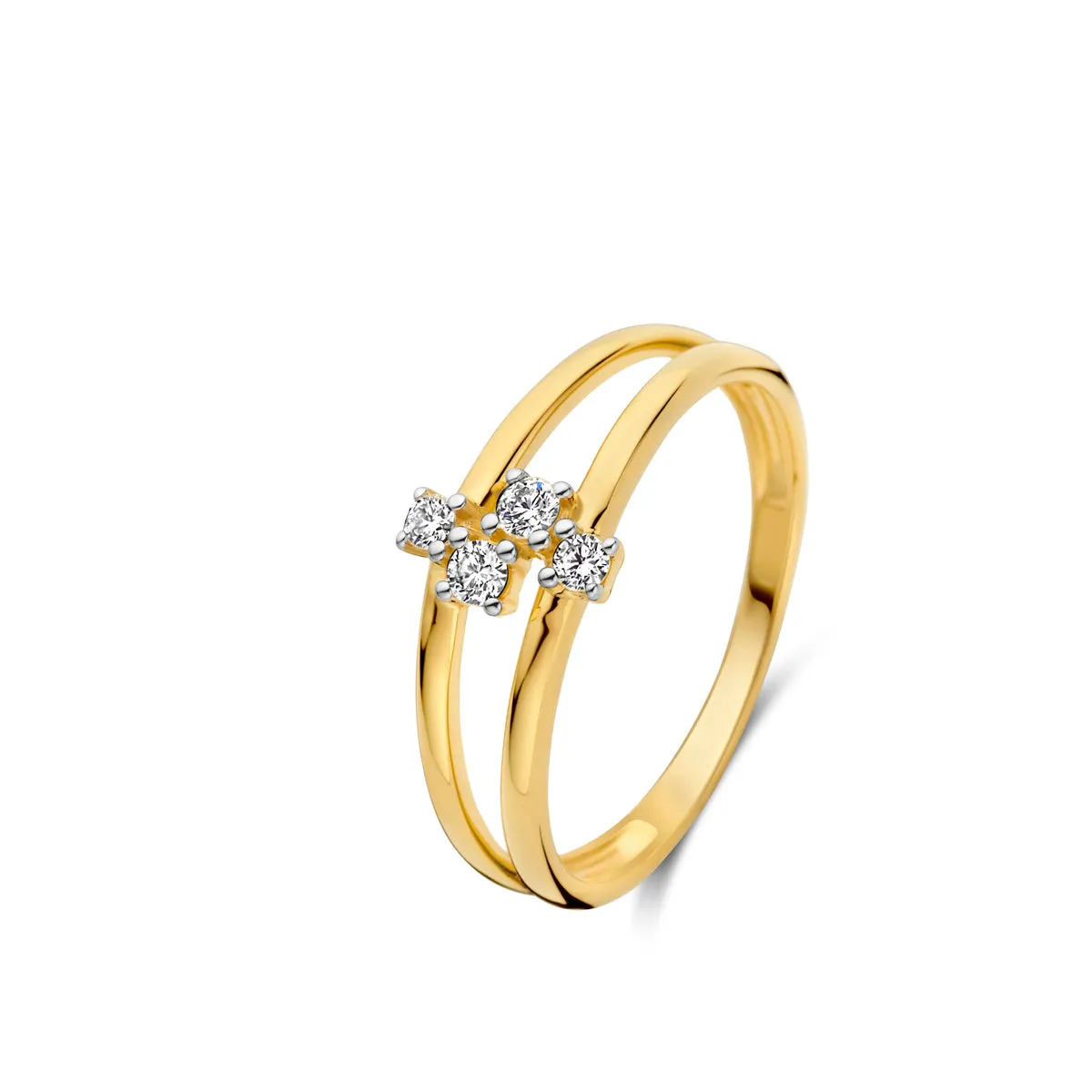 Bague avec motif - Or Jaune et Blanc, Diamants (067294A)