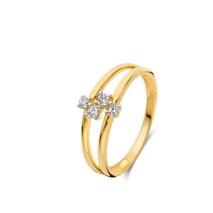 Bague avec motif - Or Jaune et Blanc, Diamants (067294A)