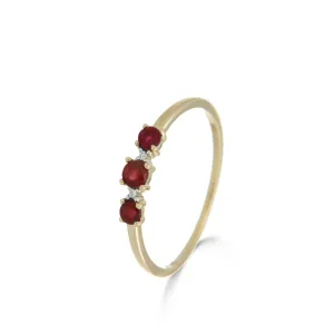 Bague avec motif - Or Jaune et Blanc, Diamants et Rubis (064795/RA)