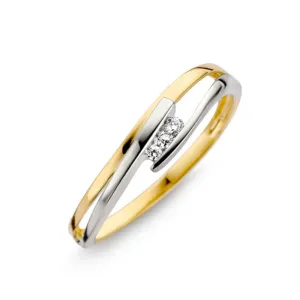 Bague avec motif - Or Jaune et Blanc, Diamants (GR2472BB)