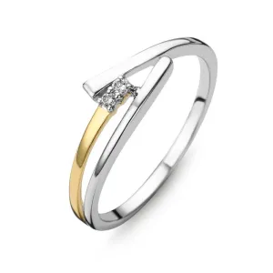 Bague avec motif - Or Jaune et Blanc, Diamants (GR2474BB)