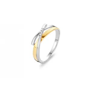 Bague avec motif - Or Jaune et Blanc, Diamants (GR3007BB)