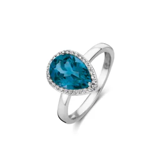 Bague One More - Etna Or Blanc, Topaze London Blue et Diamants (066533TA)