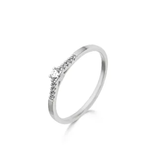 Bague solitaire accompagné - Or Blanc, Diamants (91MZ26/A)