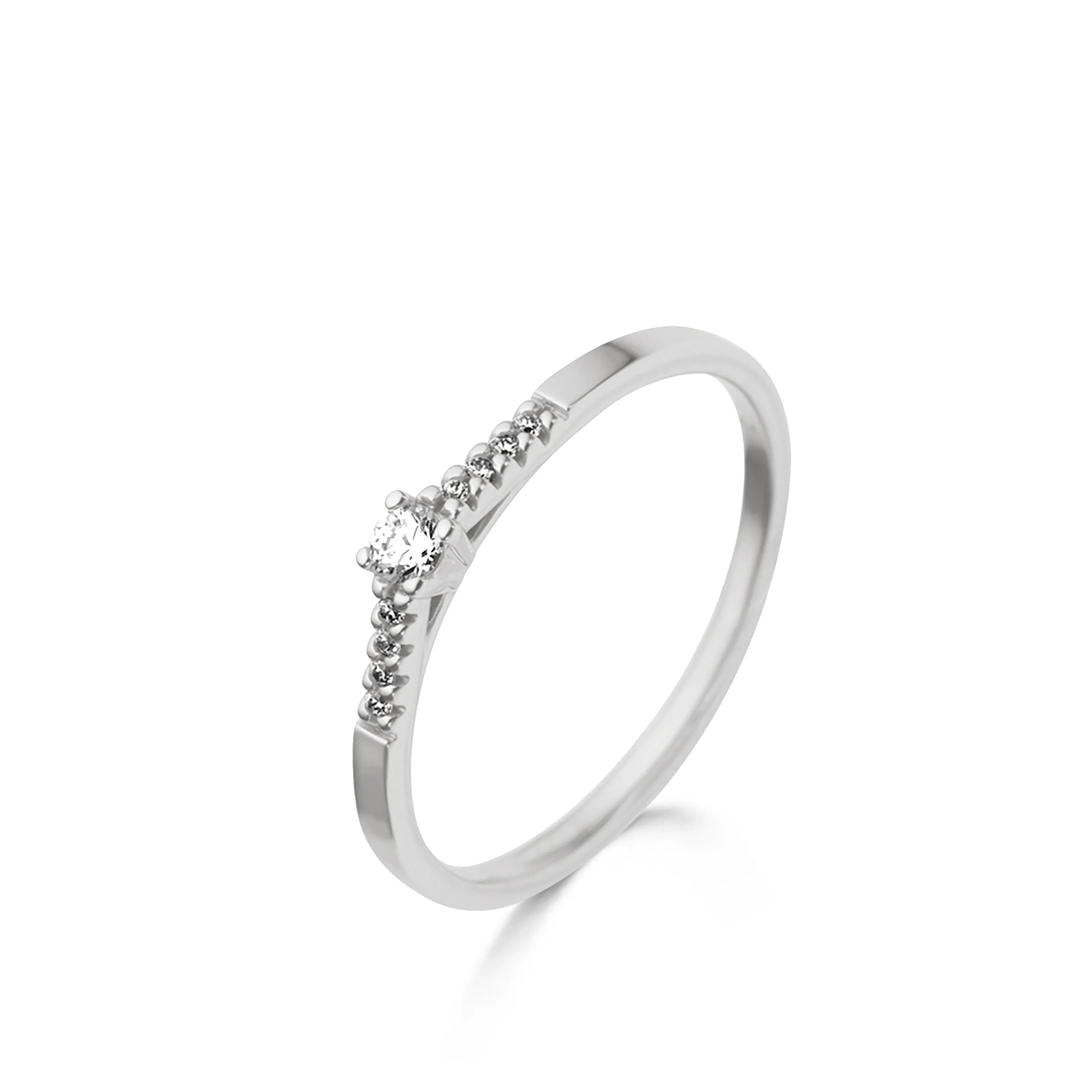 Bague solitaire accompagné - Or Blanc, Diamants (91MZ26/A)