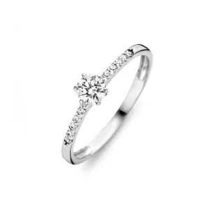 Bague solitaire accompagné - Or Blanc, Zircons (GR4019WZ)