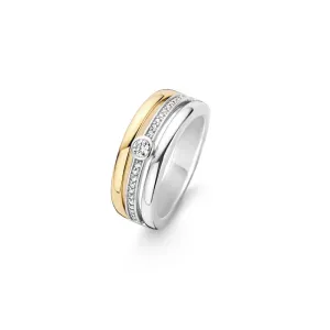 Bague TI SENTO - Argent Bicolore Doré, Zircons (12094ZY)
