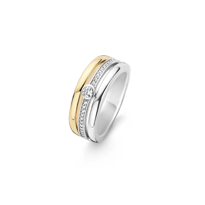 Bague TI SENTO - Argent Bicolore Doré, Zircons (12094ZY)