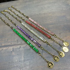 Baguette Cubic Zircon and Paper Clip Chain Link Bracelet 410-22 | Erika Williner Designs