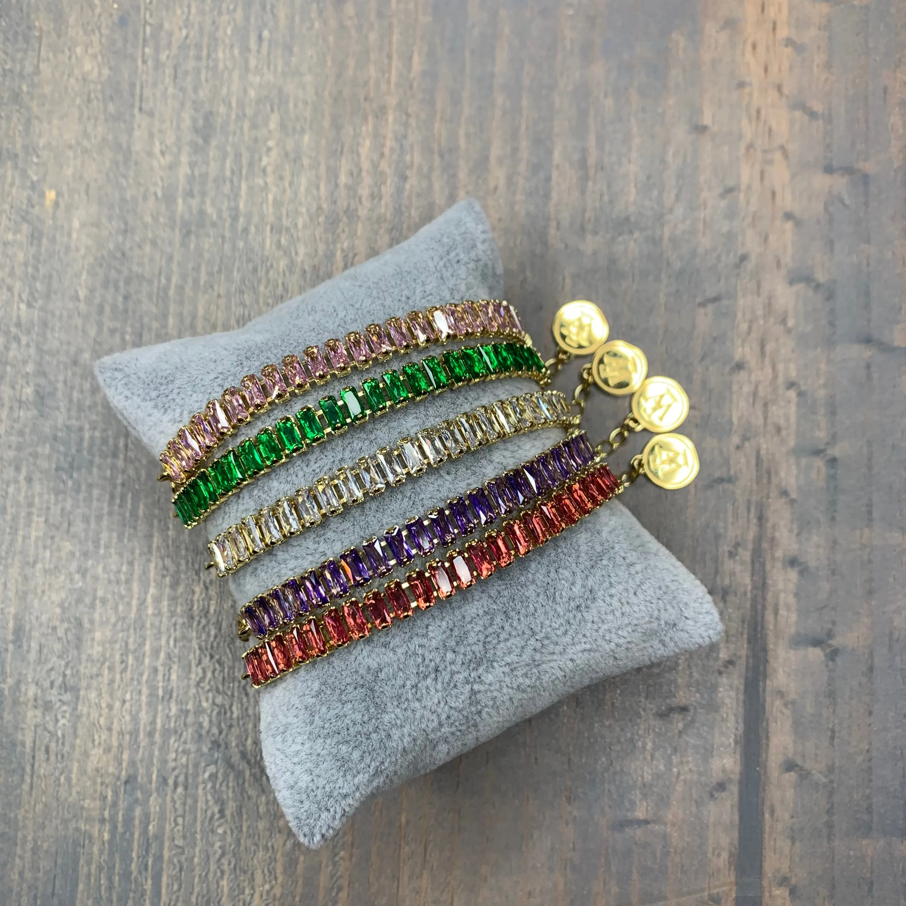 Baguette Cubic Zircon and Paper Clip Chain Link Bracelet 410-22 | Erika Williner Designs
