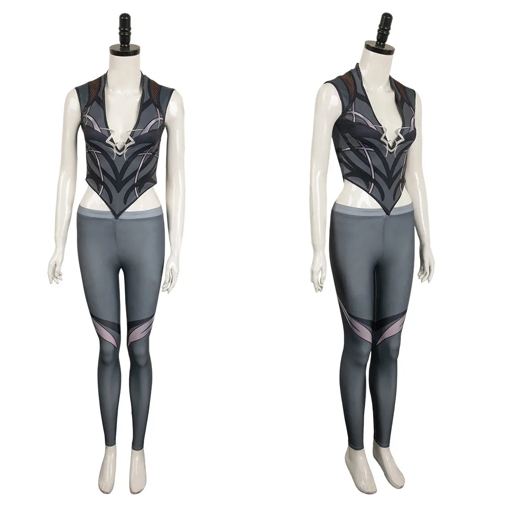 Baldur's Gate 3 Gme Shadowheart Black Printed Suit Cosplay Costume Outfits
