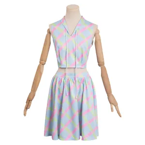 Barbie 2023 Blue Sleeveless Top Skirt Outfits Cosplay Costume Halloween Carnival Suit