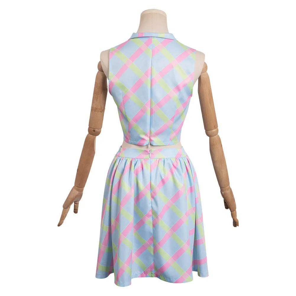 Barbie 2023 Blue Sleeveless Top Skirt Outfits Cosplay Costume Halloween Carnival Suit