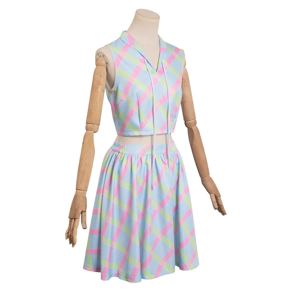 Barbie 2023 Blue Sleeveless Top Skirt Outfits Cosplay Costume Halloween Carnival Suit
