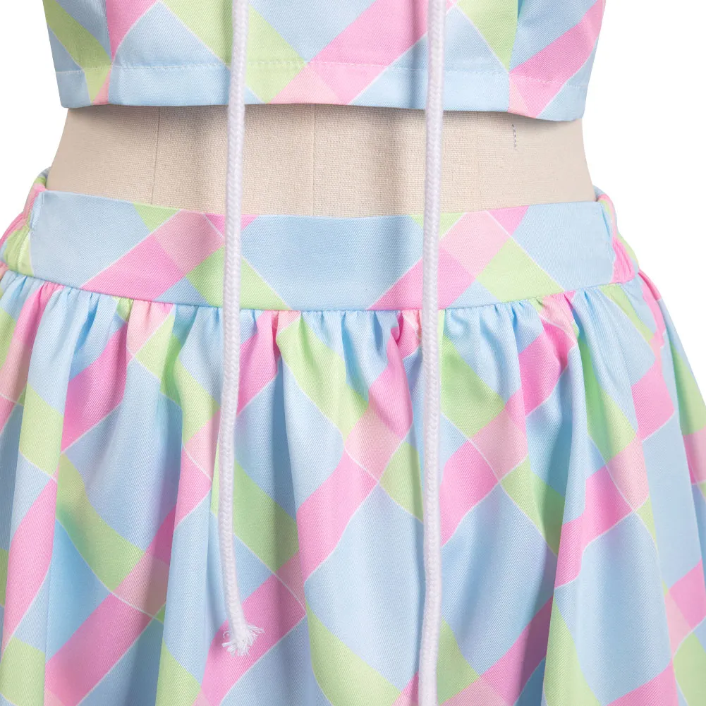 Barbie 2023 Blue Sleeveless Top Skirt Outfits Cosplay Costume Halloween Carnival Suit