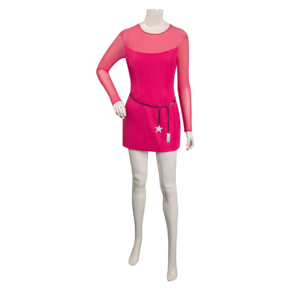 Barbie 2023 Cosplay Costume Pink Mesh Dress Halloween Carnival Suit