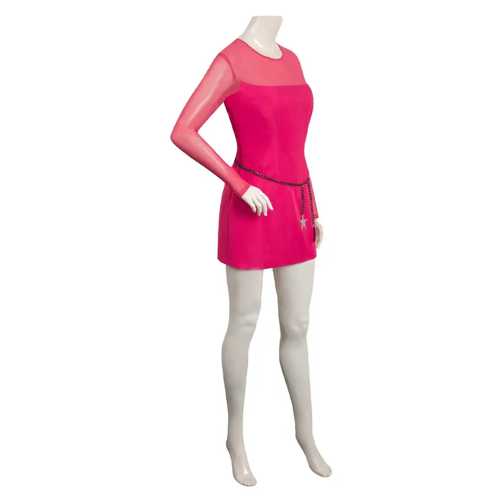 Barbie 2023 Cosplay Costume Pink Mesh Dress Halloween Carnival Suit