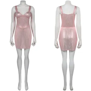 Barbie 2023 Pink Dress Cosplay Costume Halloween Carnival Suit