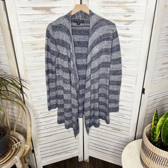 BAREFOOT DREAMS Women's S M Cozy Chic Calypso Island Wrap Cardigan Navy Stripe