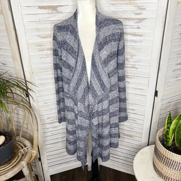 BAREFOOT DREAMS Women's S M Cozy Chic Calypso Island Wrap Cardigan Navy Stripe
