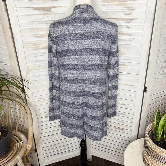 BAREFOOT DREAMS Women's S M Cozy Chic Calypso Island Wrap Cardigan Navy Stripe