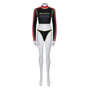 Baywatch Black and Red Ambulance Squad Printed Split Swimsuit Cosplay Costume Outfits
