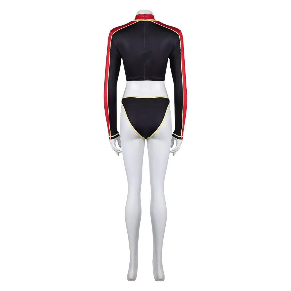 Baywatch Black and Red Ambulance Squad Printed Split Swimsuit Cosplay Costume Outfits