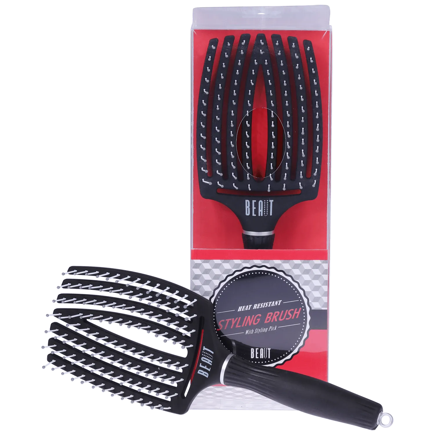 BEAUT Heat Resistant Stylilng Brush w/styling Pick