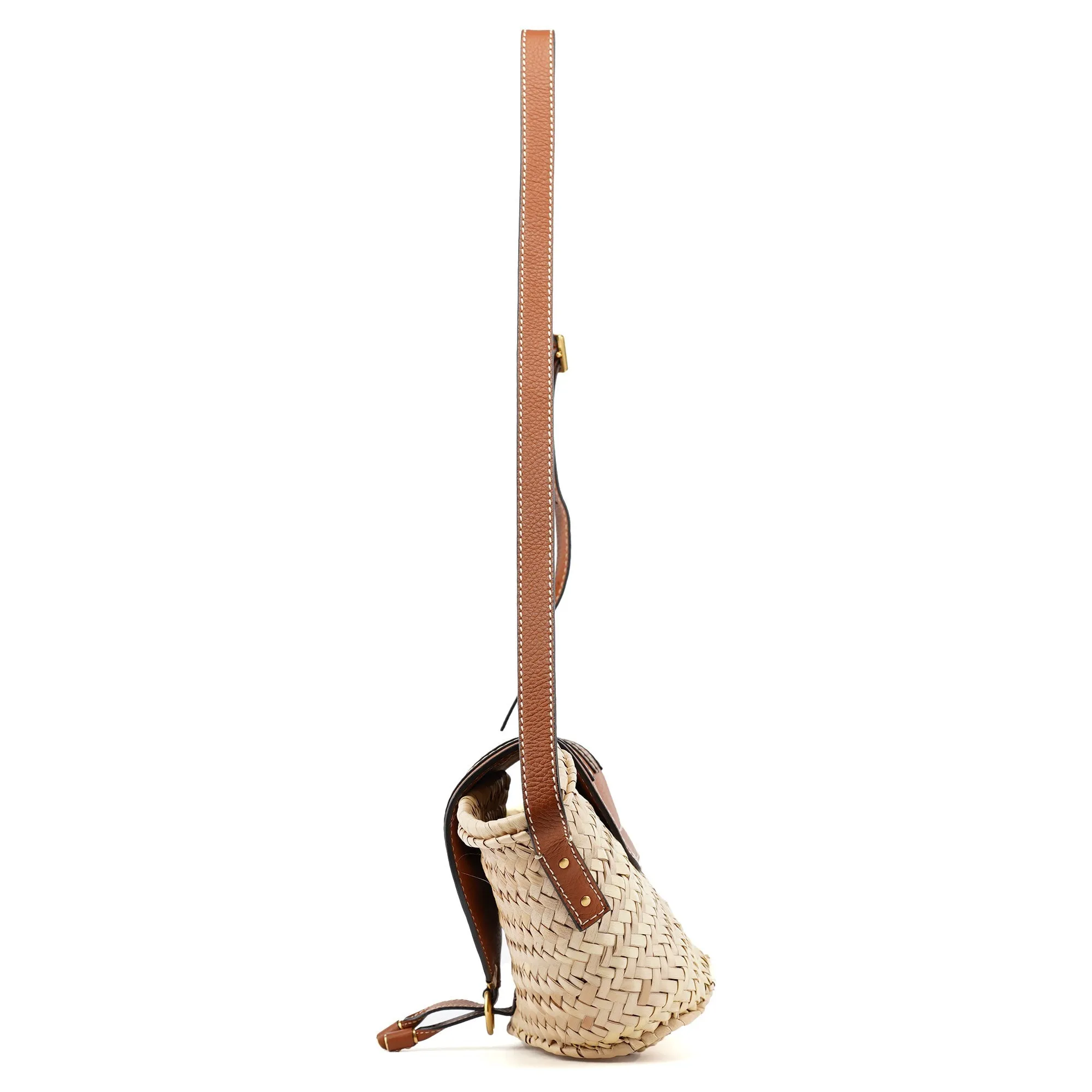 Beige Brown Marcie Basket Crossbody Bag
