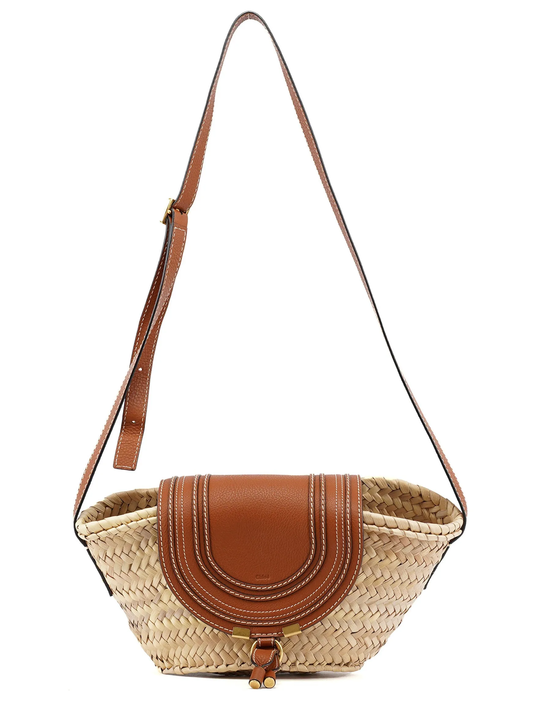 Beige Brown Marcie Basket Crossbody Bag