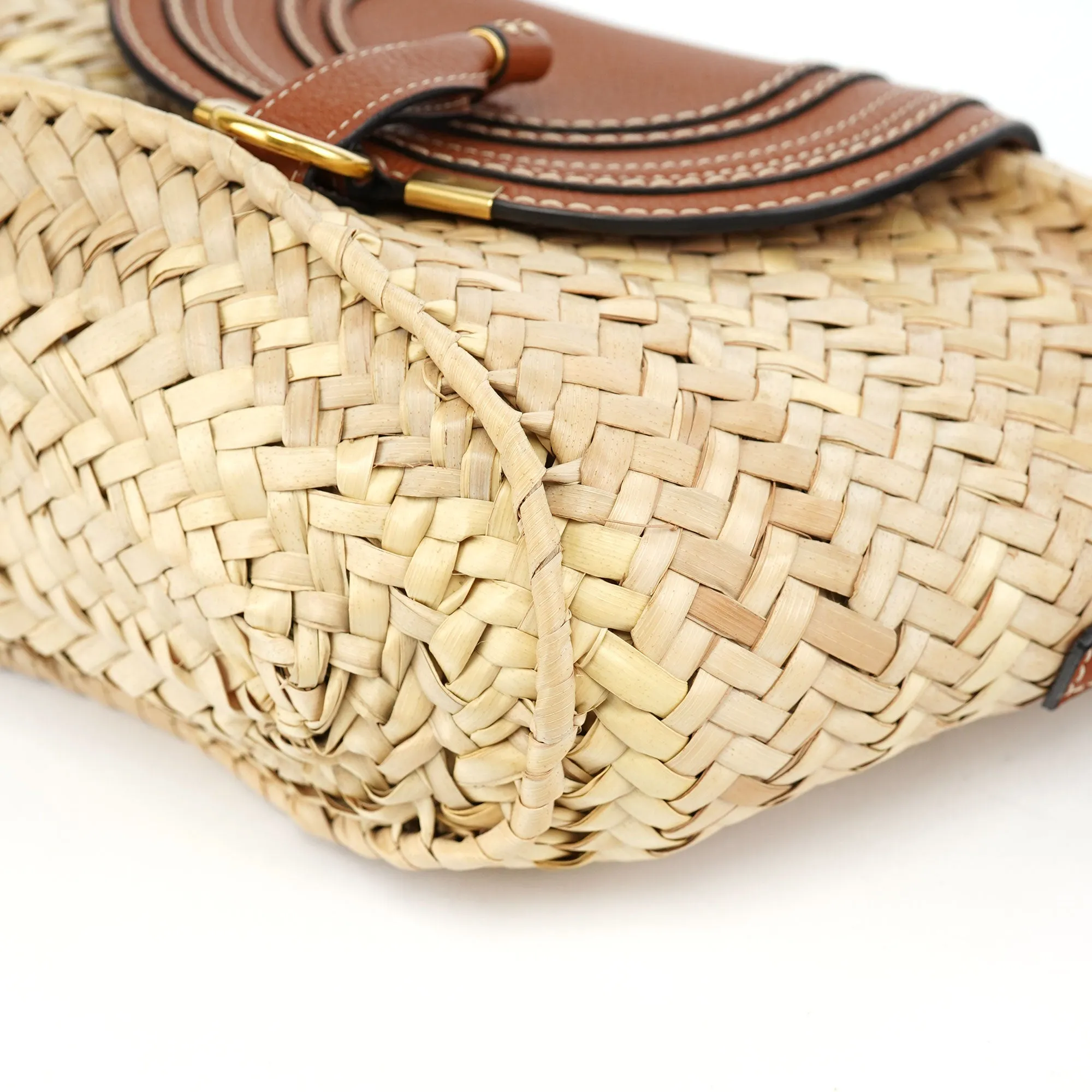 Beige Brown Marcie Basket Crossbody Bag