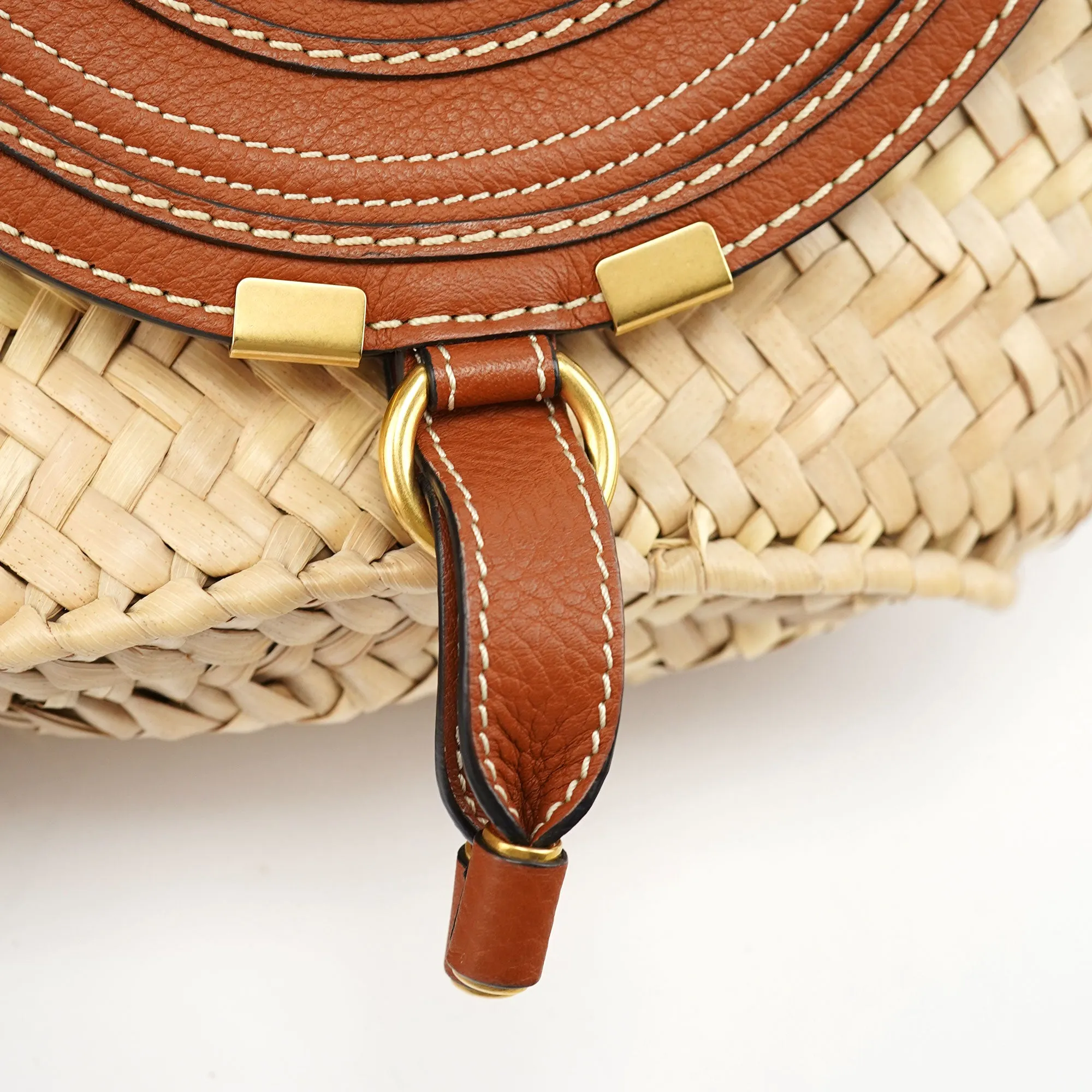 Beige Brown Marcie Basket Crossbody Bag
